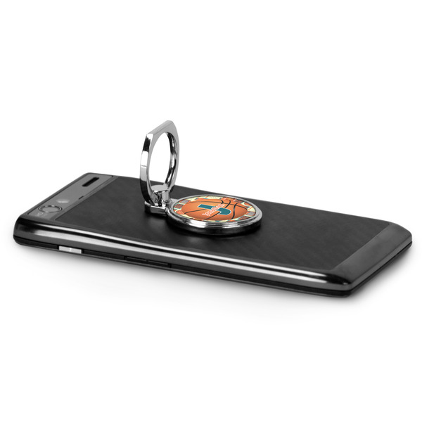Basketball Cell Phone Ring & Stand in Use