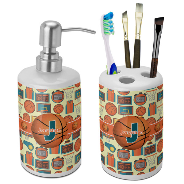 Custom Basketball Ceramic Bathroom Accessories Set (Personalized)