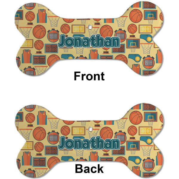 Basketball Ceramic Flat Ornament - Bone Front & Back (APPROVAL)