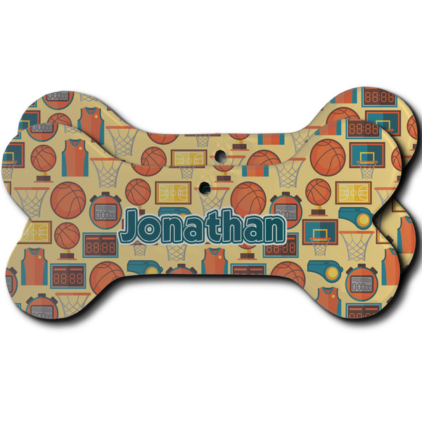 Custom Basketball Ceramic Dog Ornament - Front & Back w/ Name or Text