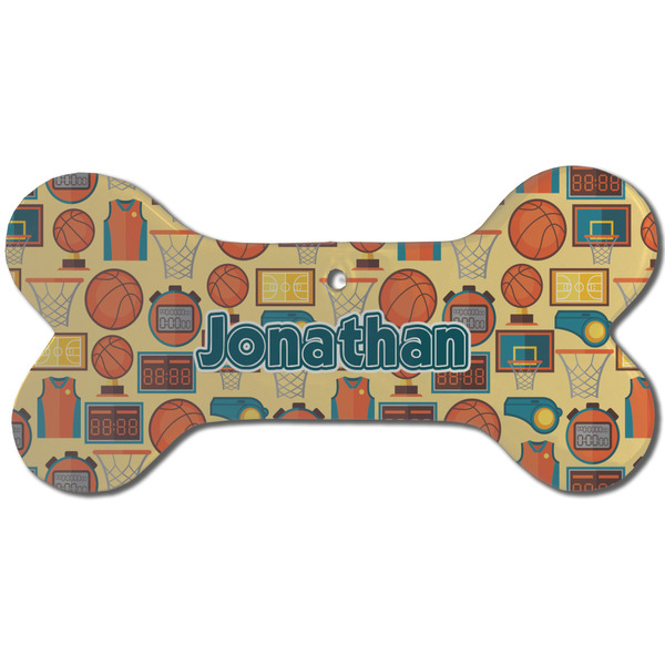 Basketball Ceramic Flat Ornament - Bone Front