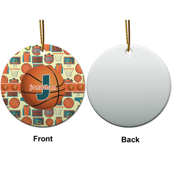 Basketball Ceramic Flat Ornament - Circle Front & Back (APPROVAL)