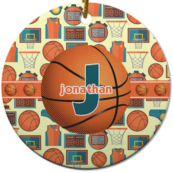 Basketball Round Ceramic Ornament w/ Name or Text