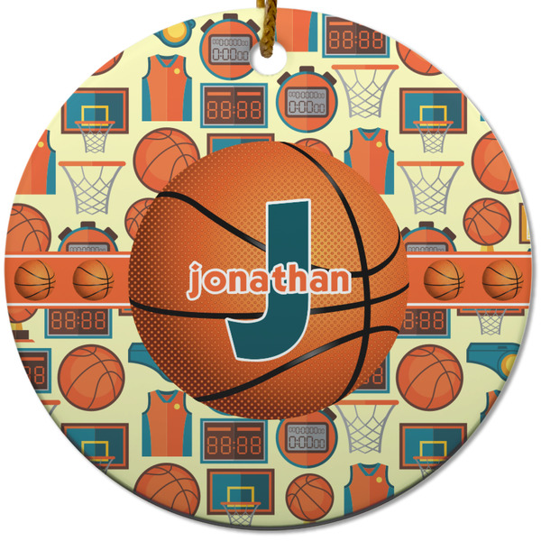 Basketball Ceramic Flat Ornament - Circle (Front)