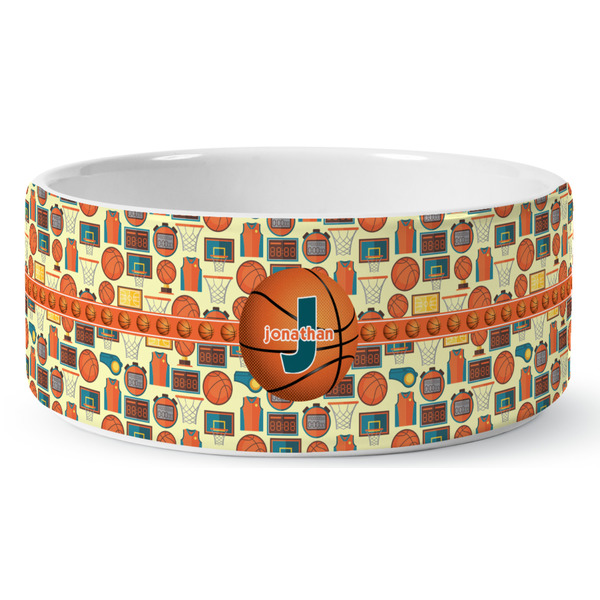 Custom Basketball Ceramic Dog Bowl - Large (Personalized)