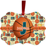 Basketball Metal Frame Ornament - Double Sided w/ Name or Text