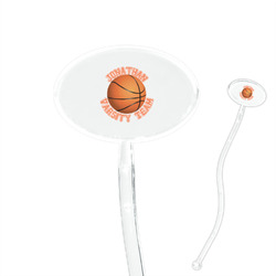Basketball 7" Oval Plastic Stir Sticks - Clear (Personalized)