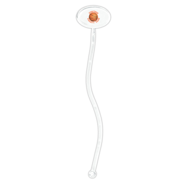 Basketball Clear Plastic 7" Stir Stick - Oval - Single Stick