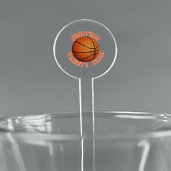 Basketball 7" Round Plastic Stir Sticks - Clear (Personalized)
