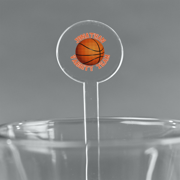 Custom Basketball 5.5" Round Plastic Stir Sticks - Clear (Personalized)
