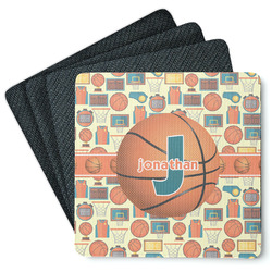 Basketball Square Rubber Backed Coasters - Set of 4 (Personalized)