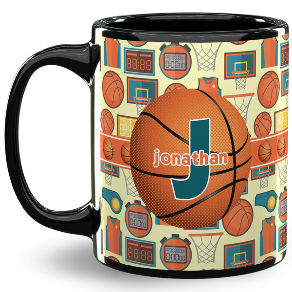 Custom Basketball 11 Oz Coffee Mug - Black (Personalized)