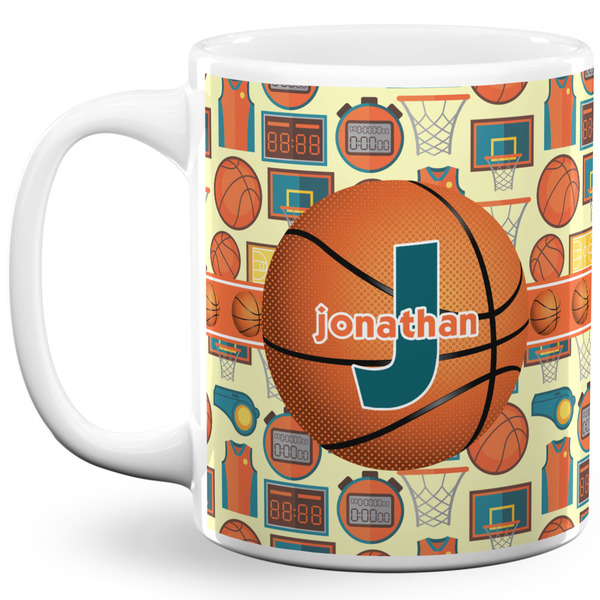 Custom Basketball 11 Oz Coffee Mug - White (Personalized)