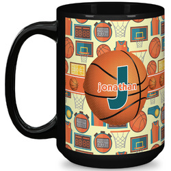 Basketball 15 Oz Coffee Mug - Black (Personalized)