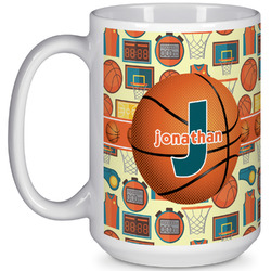 Basketball 15 Oz Coffee Mug - White (Personalized)