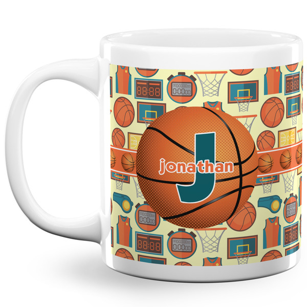 Custom Basketball 20 Oz Coffee Mug - White (Personalized)