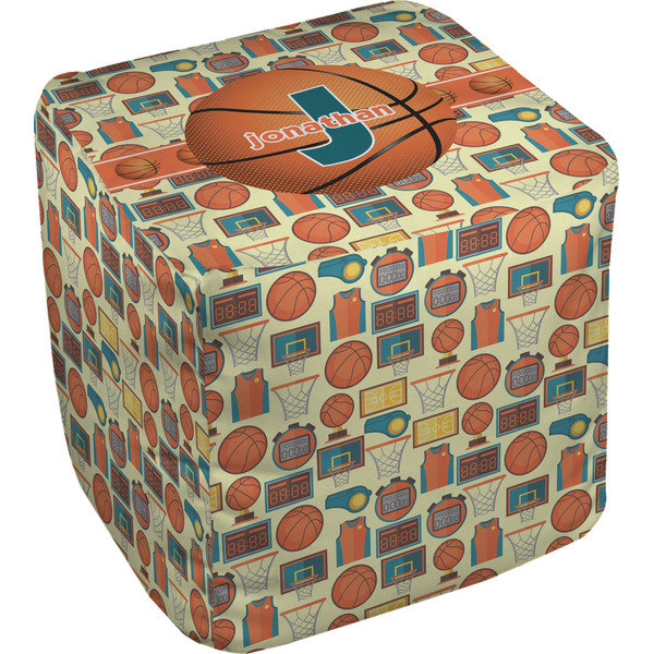 Custom Basketball Cube Pouf Ottoman - 13" w/ Name or Text