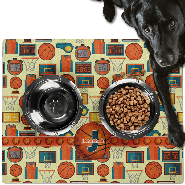 Basketball Dog Food Mat - Large LIFESTYLE