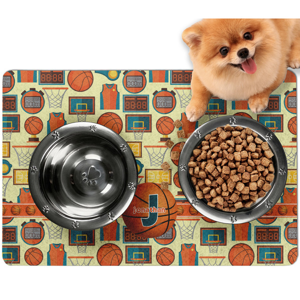Custom Basketball Dog Food Mat - Small w/ Name or Text