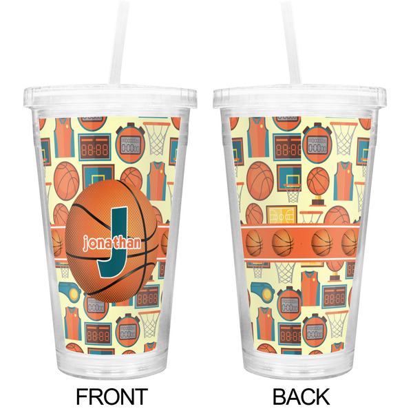 Basketball Double Wall Tumbler with Straw - Approval