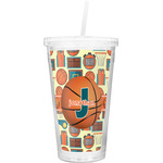 Basketball Double Wall Tumbler with Straw (Personalized)