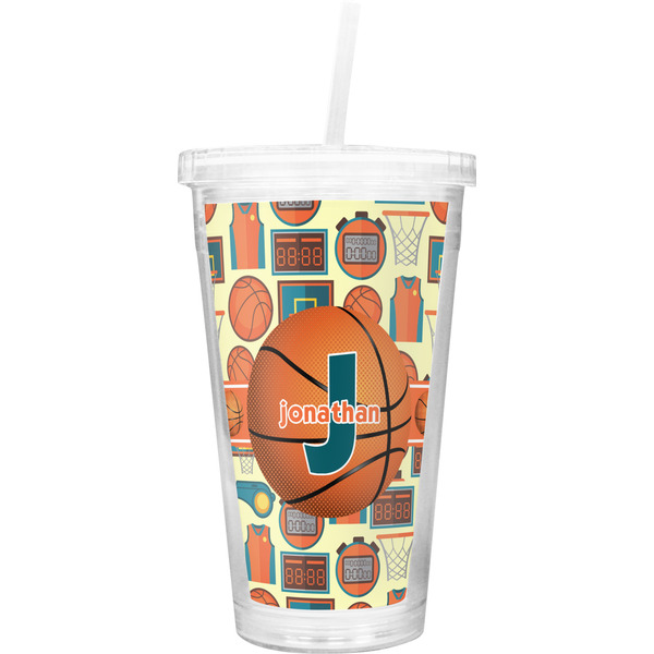 Custom Basketball Double Wall Tumbler with Straw (Personalized)
