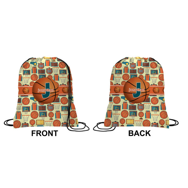 Basketball Drawstring Backpack Front & Back Medium