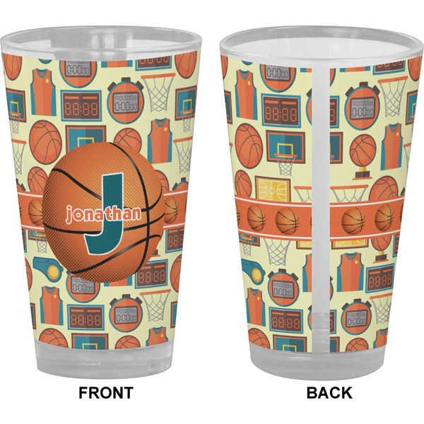 Basketball Pint Glass - Full Color - Front & Back Views