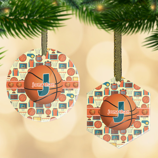 Custom Basketball Flat Glass Ornament w/ Name or Text
