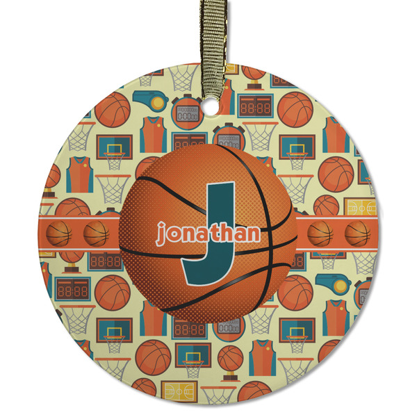 Basketball Frosted Glass Ornament - Round