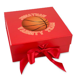 Basketball Gift Box with Magnetic Lid - Red (Personalized)
