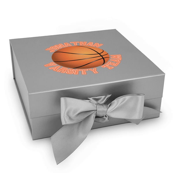 Custom Basketball Gift Box with Magnetic Lid - Silver (Personalized)