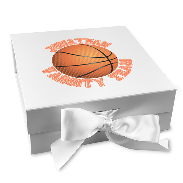 Custom Basketball Gift Box with Magnetic Lid - White (Personalized)