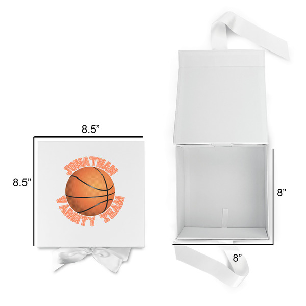 Basketball Gift Boxes with Magnetic Lid - White - Open & Closed