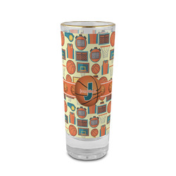 Basketball 2 oz Shot Glass -  Glass with Gold Rim - Set of 4 (Personalized)