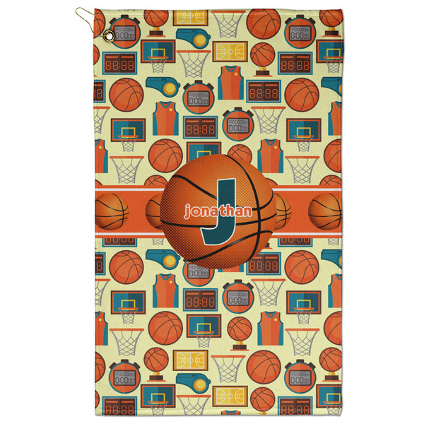 Custom Basketball Golf Towel - Poly-Cotton Blend w/ Name or Text