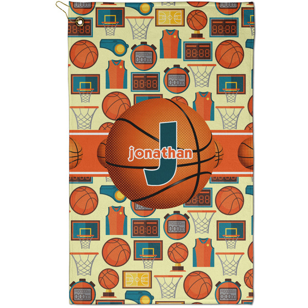 Custom Basketball Golf Towel - Poly-Cotton Blend - Small w/ Name or Text