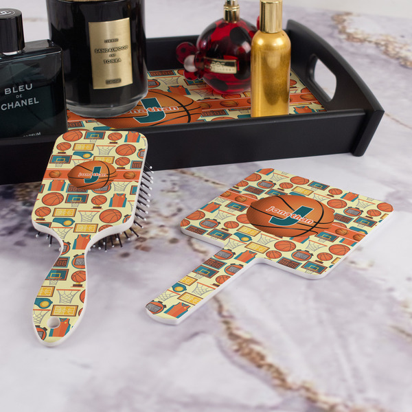 Basketball Hair Brush and Hand Mirror - Bathroom Scene