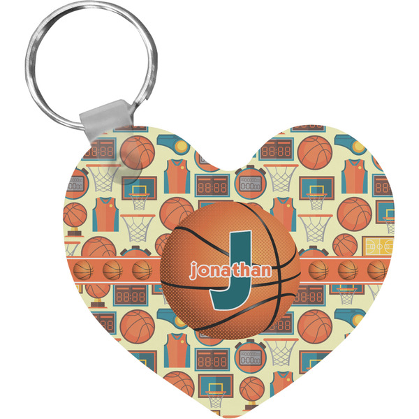 Custom Basketball Heart Plastic Keychain w/ Name or Text