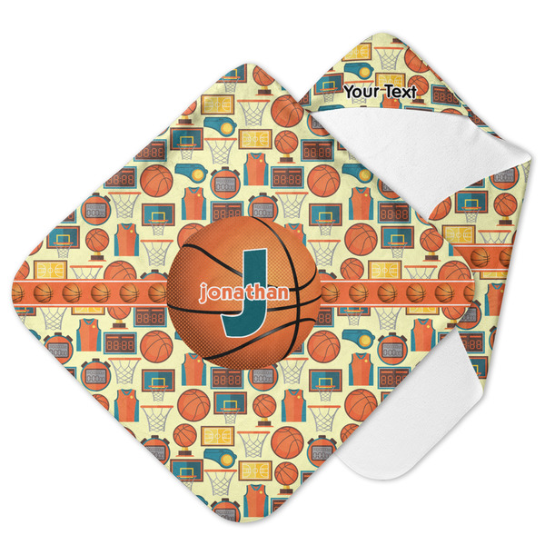 Custom Basketball Hooded Baby Towel w/ Name or Text