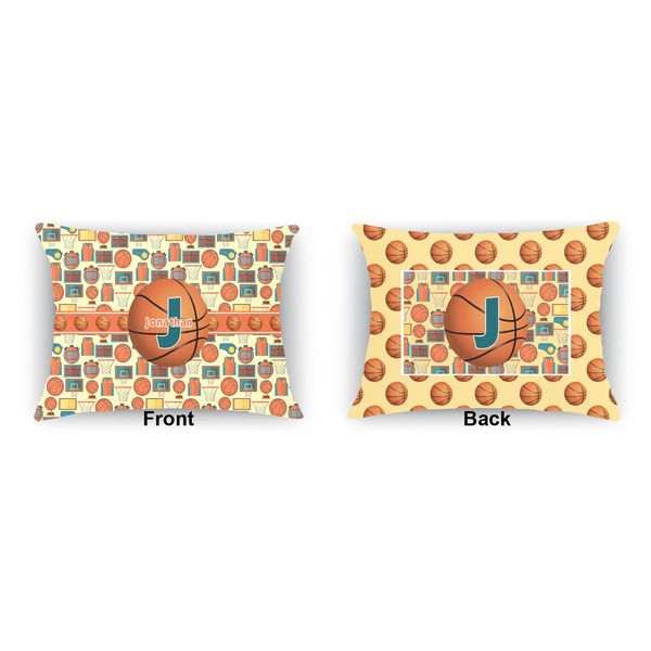 Basketball Indoor Rectangular Burlap Pillow (Front and Back)