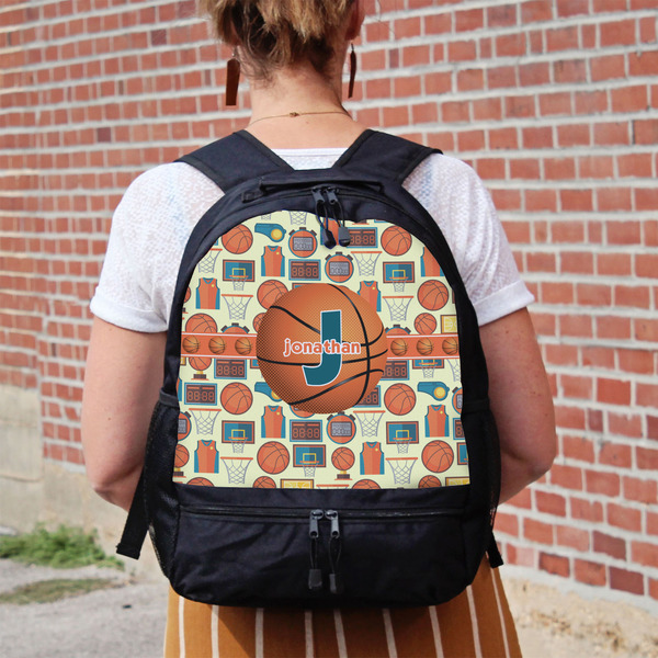 Basketball Large Backpack - Black - On Back