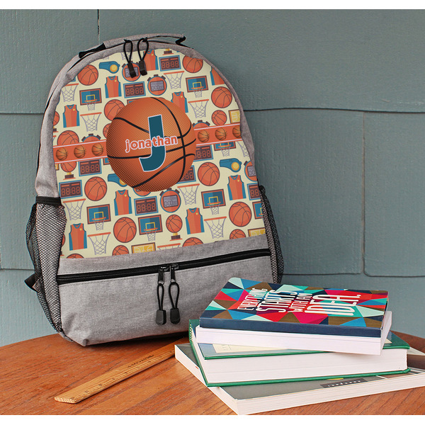 Basketball Large Backpack - Gray - On Desk
