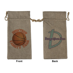 Basketball Large Burlap Gift Bag - Front & Back (Personalized)