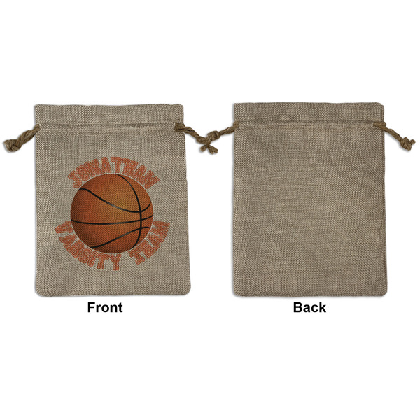 Basketball Medium Burlap Gift Bag - Front Approval