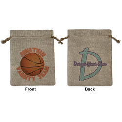 Basketball Medium Burlap Gift Bag - Front & Back (Personalized)