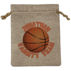 Basketball Medium Burlap Gift Bag - Front (Personalized)