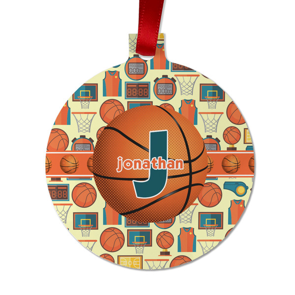 Custom Basketball Metal Ball Ornament - Double Sided w/ Name or Text