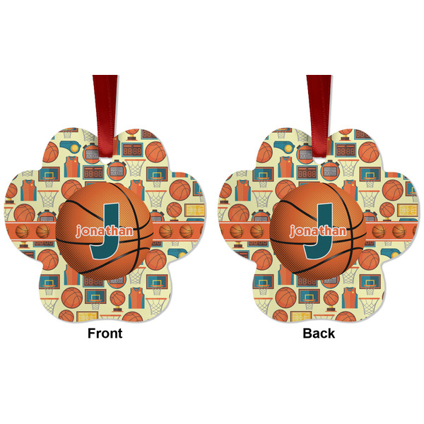 Basketball Metal Paw Ornament - Front and Back