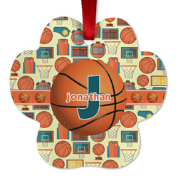 Basketball Metal Paw Ornament - Double Sided w/ Name or Text